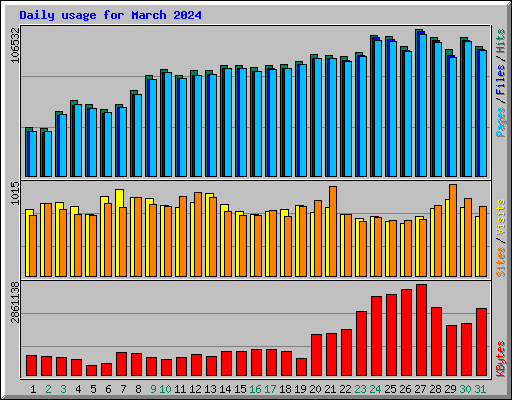 Daily usage for March 2024