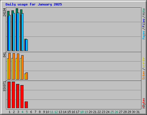 Daily usage for January 2025